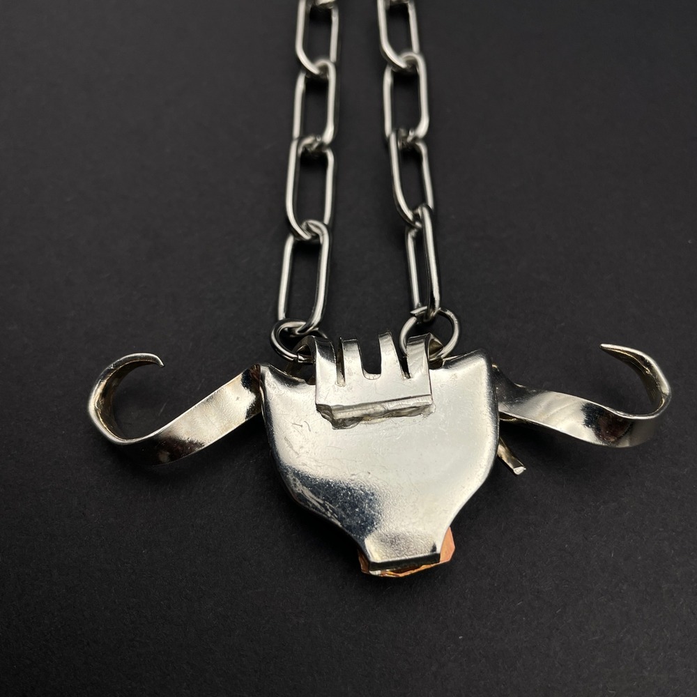 Handmade Highland Cow Fork Pendant Necklace Silver Cowgirl Unisex - Picture 6 of 8